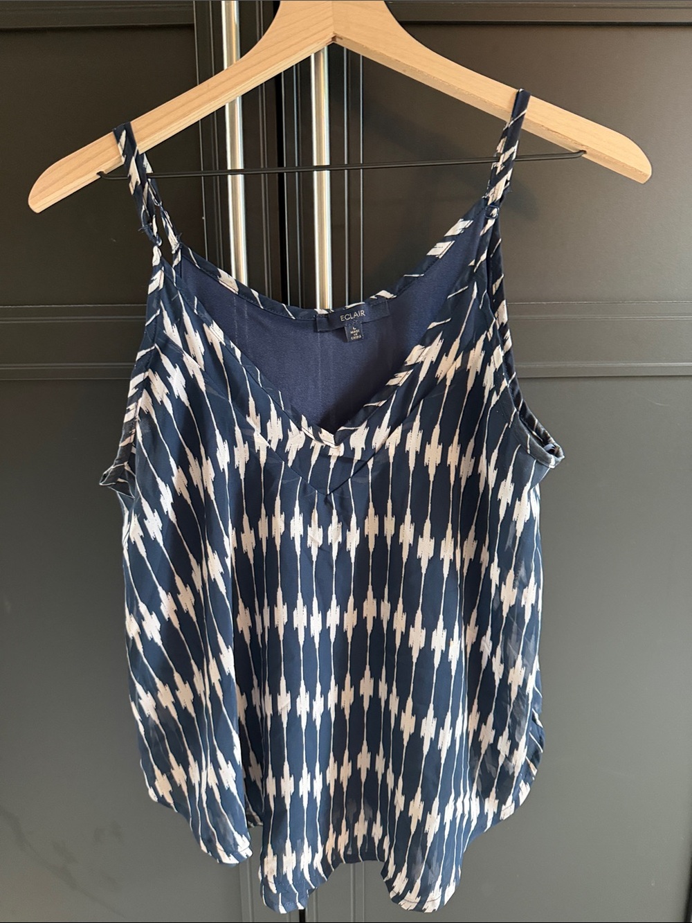 Eclair Navy & White Printed Spaghetti-Strap Camisole